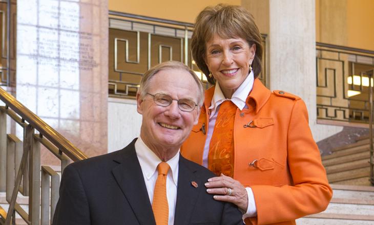 Burns and Anne Hargis in library
