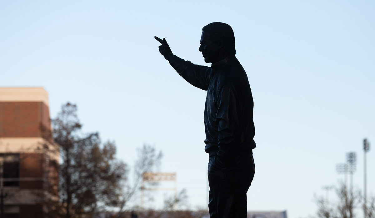 Boone Pickens Statue outside of BPS