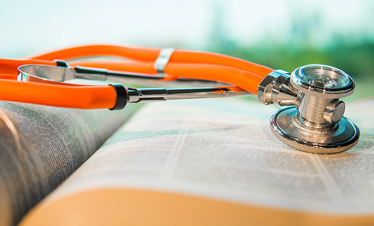 Stethescope on medical book