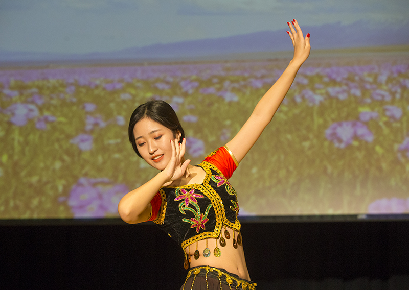 A girl dancing in a cultural event at OSU