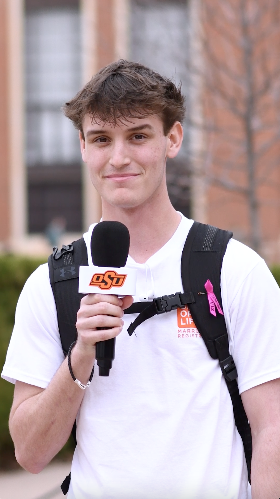 Student with microphone