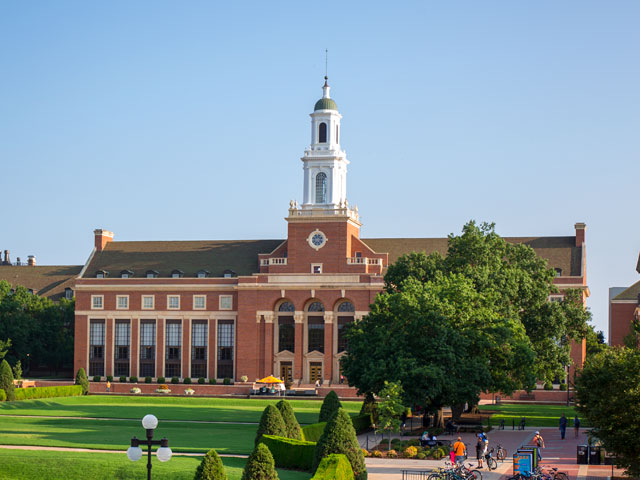 Edmond low library on sunny summer day
