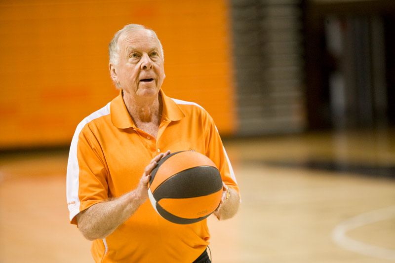 Boone getting ready to shoot a basketball