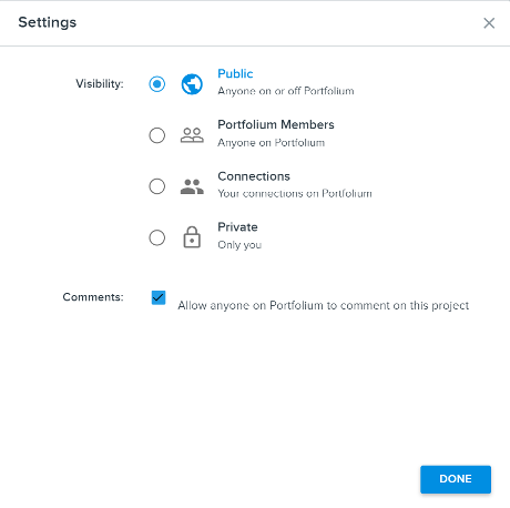 Screenshot: Adjust visibility to Public or Private