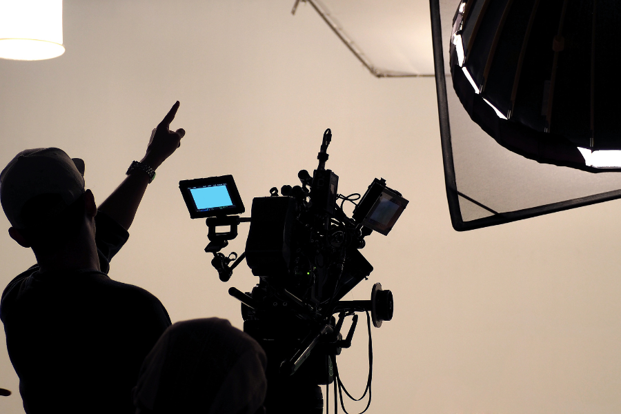 sillouhette of director working on film set