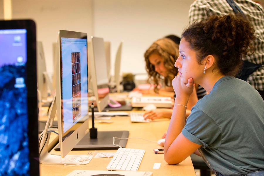 OSU graphic design student hard at work